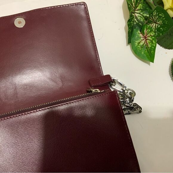 TORY BURCH Red orange Leather Robinson Chain Link Crossbody Wallet - Picture 16 of 16